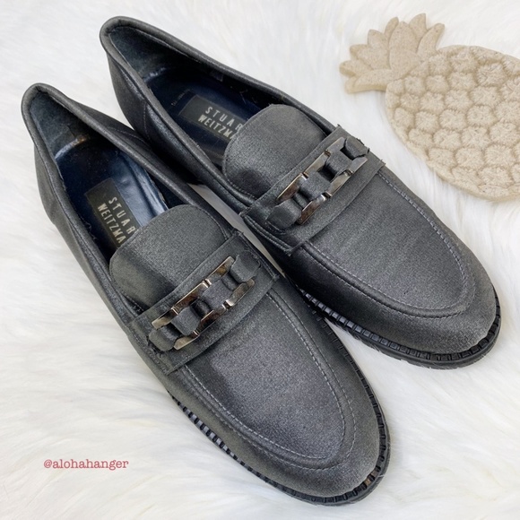 Stuart Weitzman Vintage Gray Slip On Heel Loafers! - Picture 2 of 8